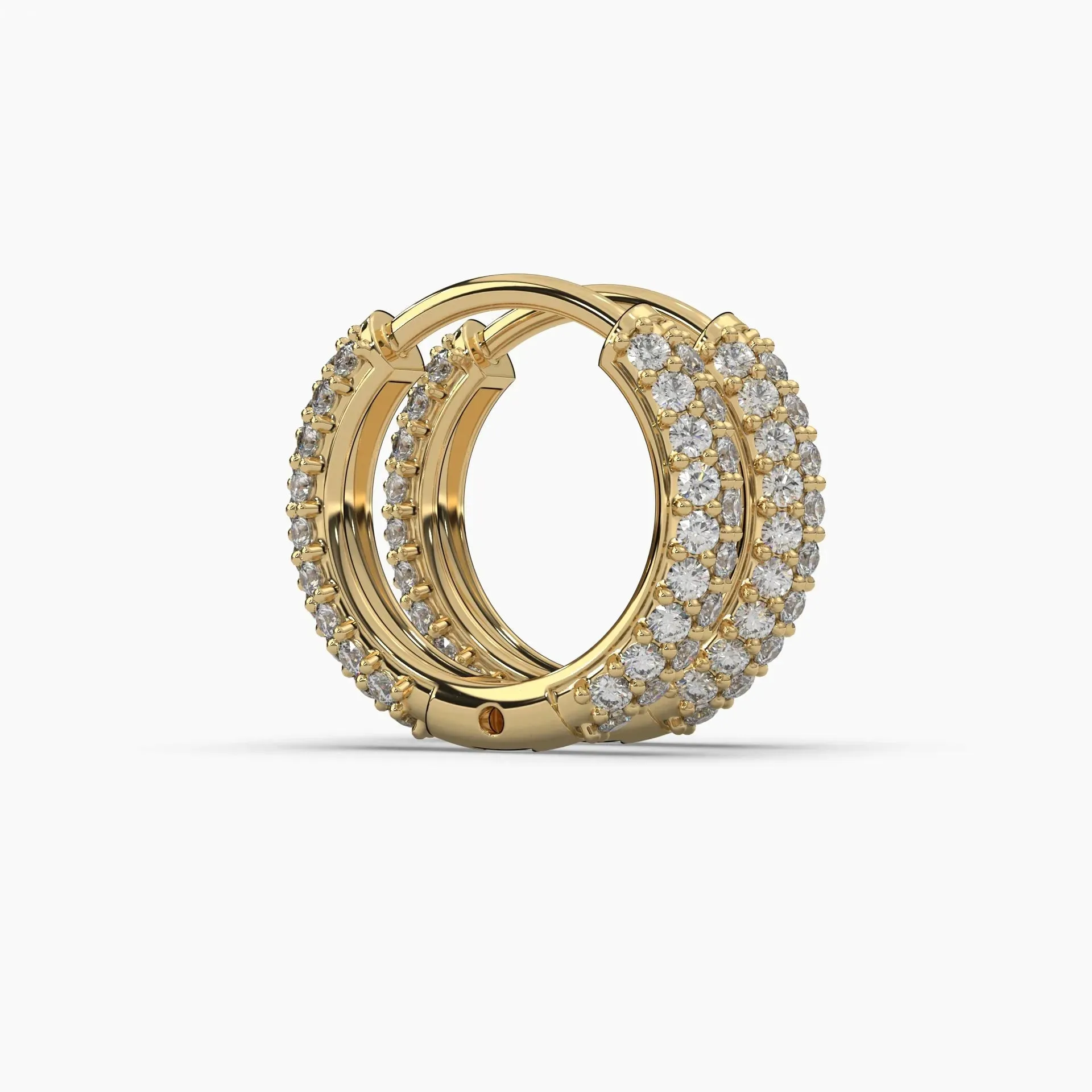 0.85ctw Round Lab Grown Diamond Pave Huggie Hoop Earrings | 14k Gold