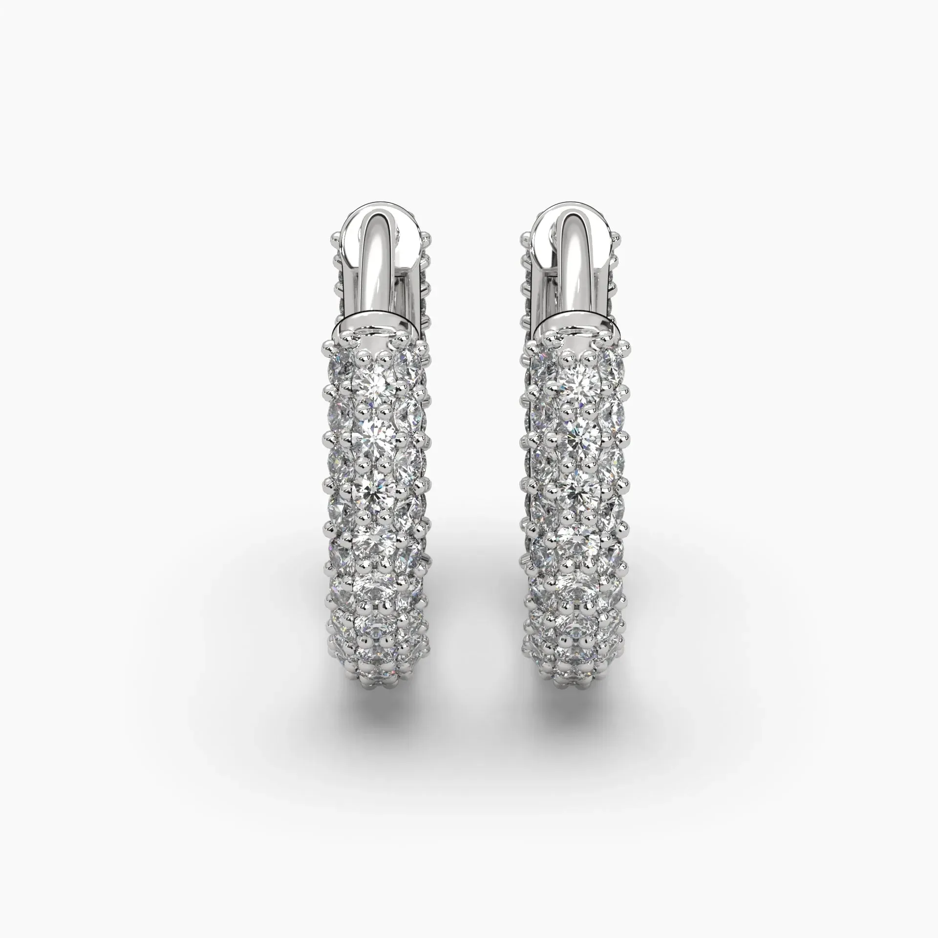 0.85ctw Round Lab Grown Diamond Pave Huggie Hoop Earrings | 14k Gold