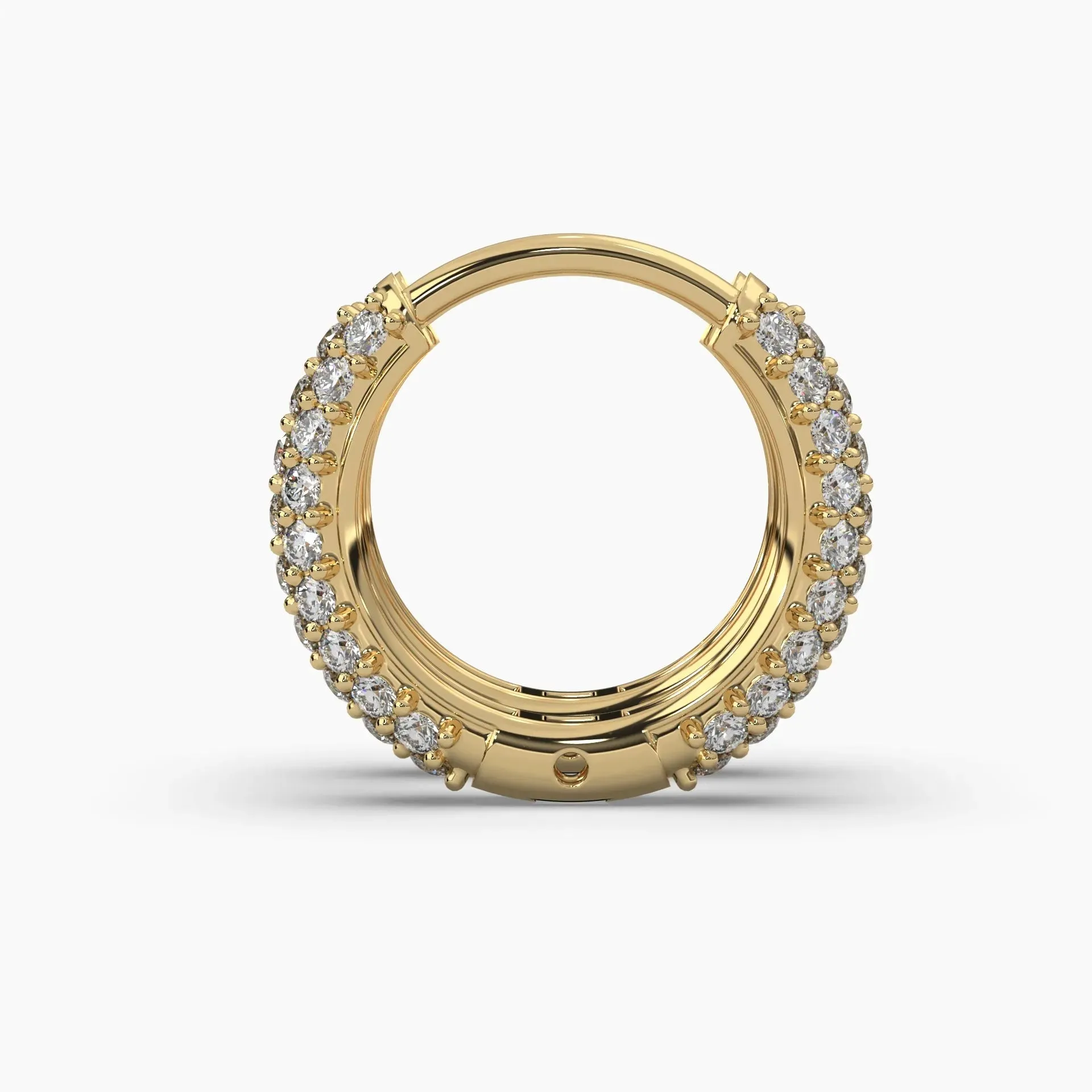 0.85ctw Round Lab Grown Diamond Pave Huggie Hoop Earrings | 14k Gold