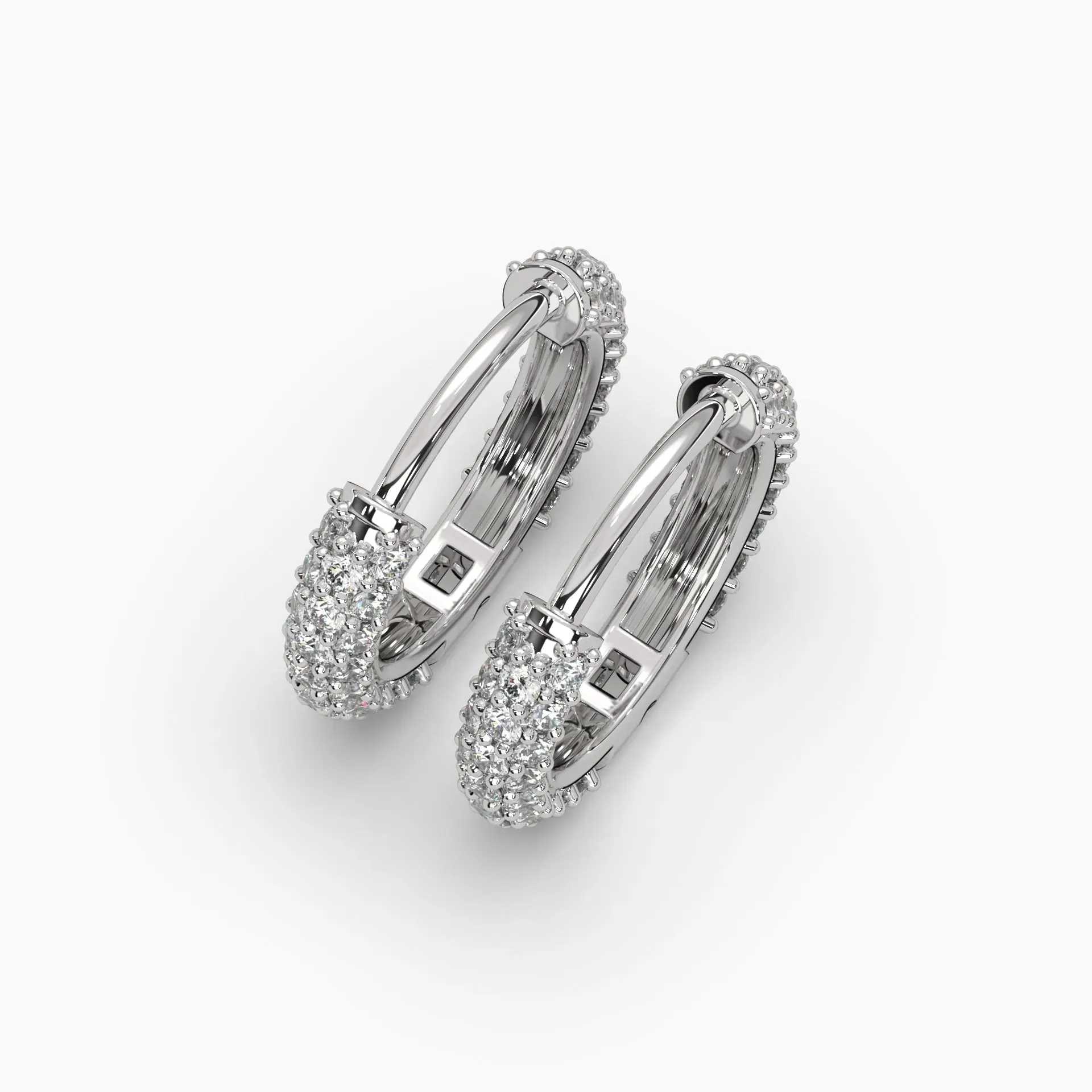 0.85ctw Round Lab Grown Diamond Pave Huggie Hoop Earrings | 14k Gold