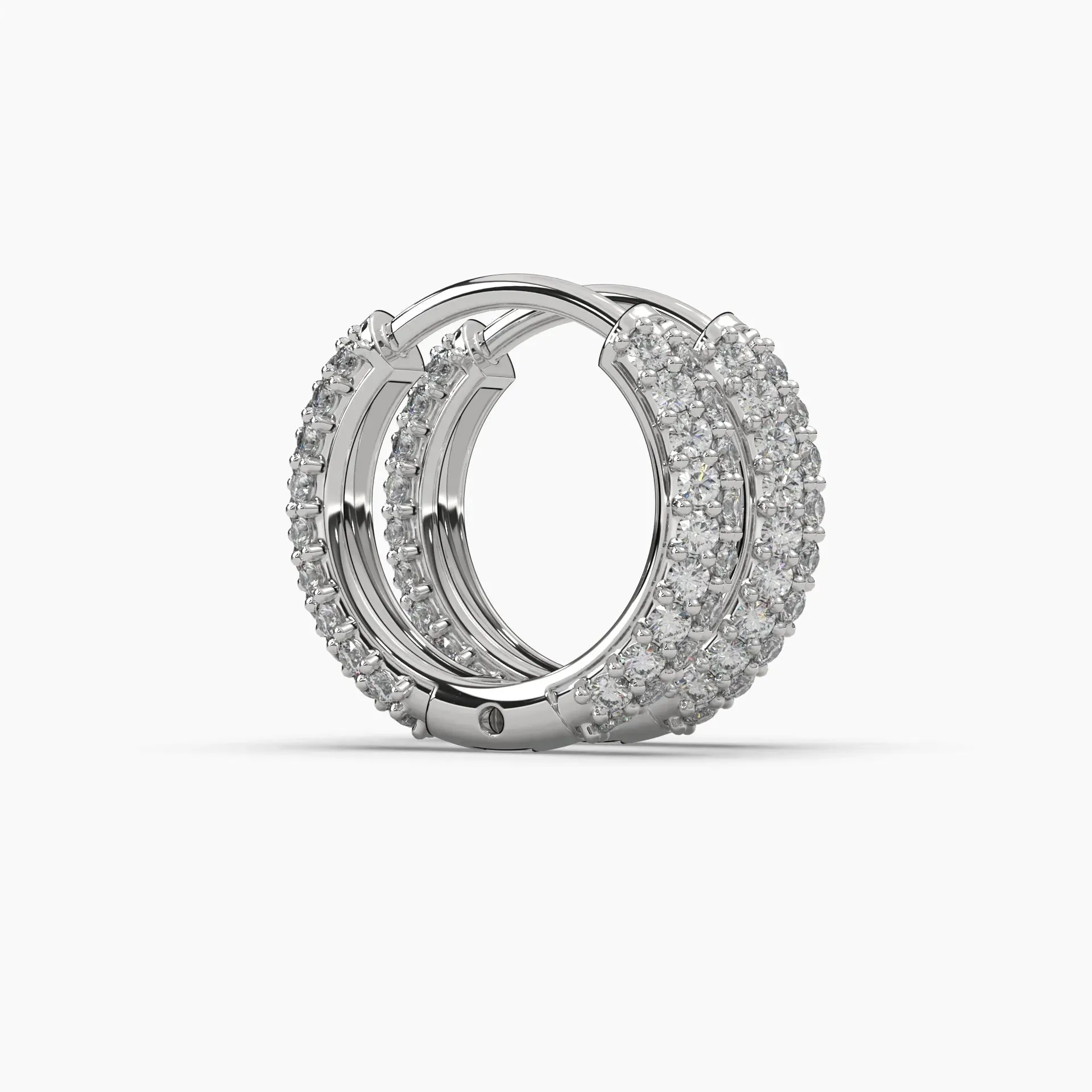 0.85ctw Round Lab Grown Diamond Pave Huggie Hoop Earrings | 14k Gold