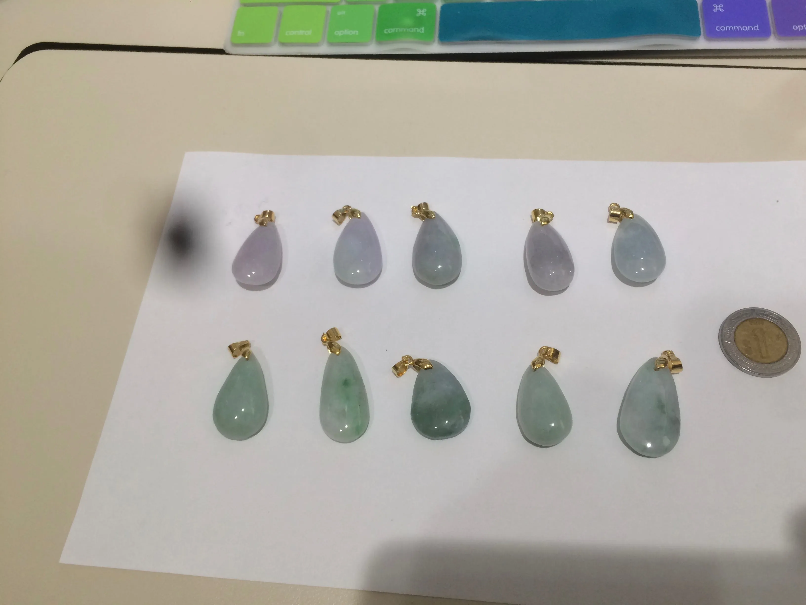 100% natural icy watery green/purple type A jadeite jade water drop pendant necklace group AD23