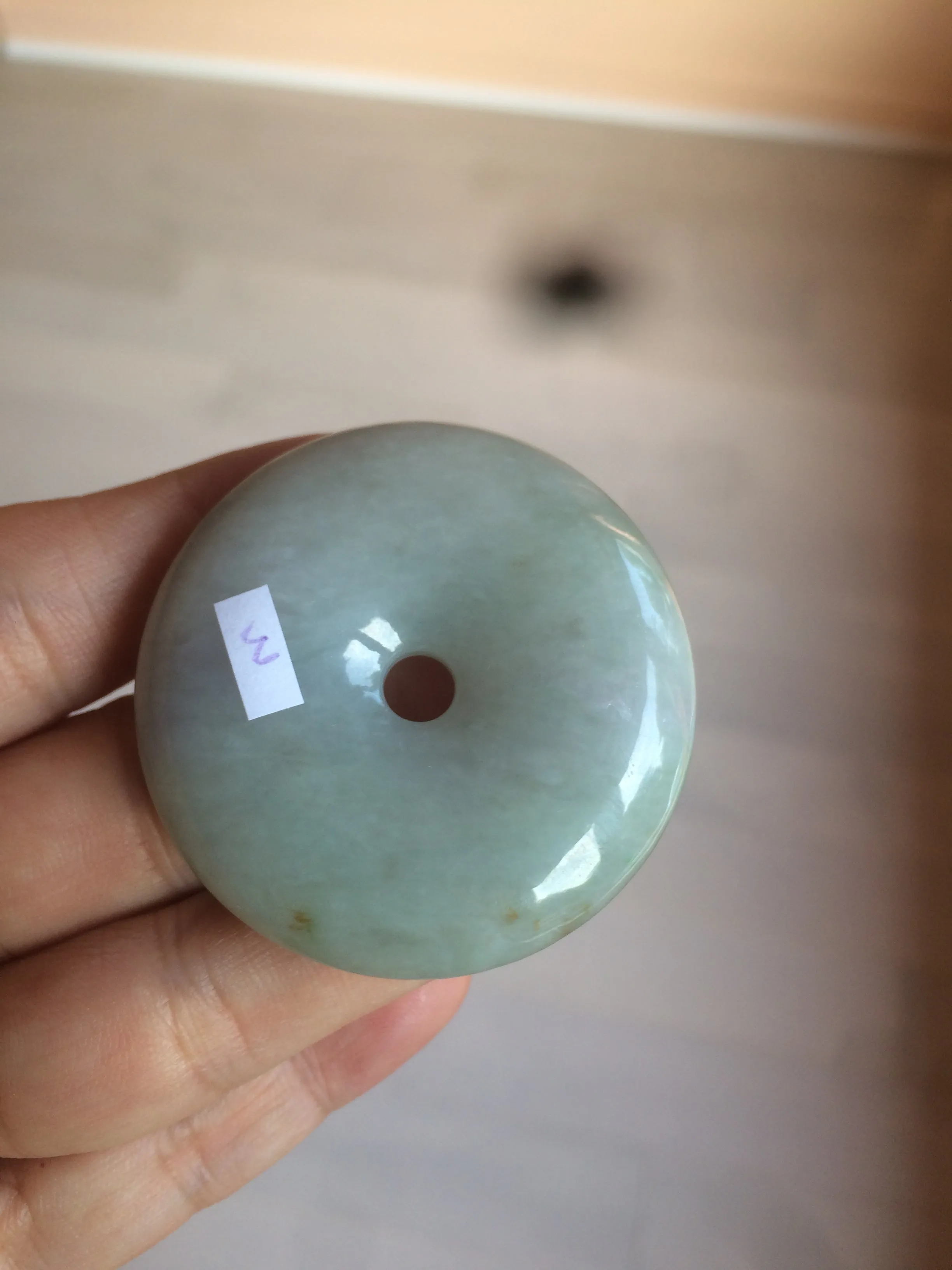 100% Natural sunny green/purple jadeite Jade Safety Guardian Button(donut) Pendant/worry stone AZ75