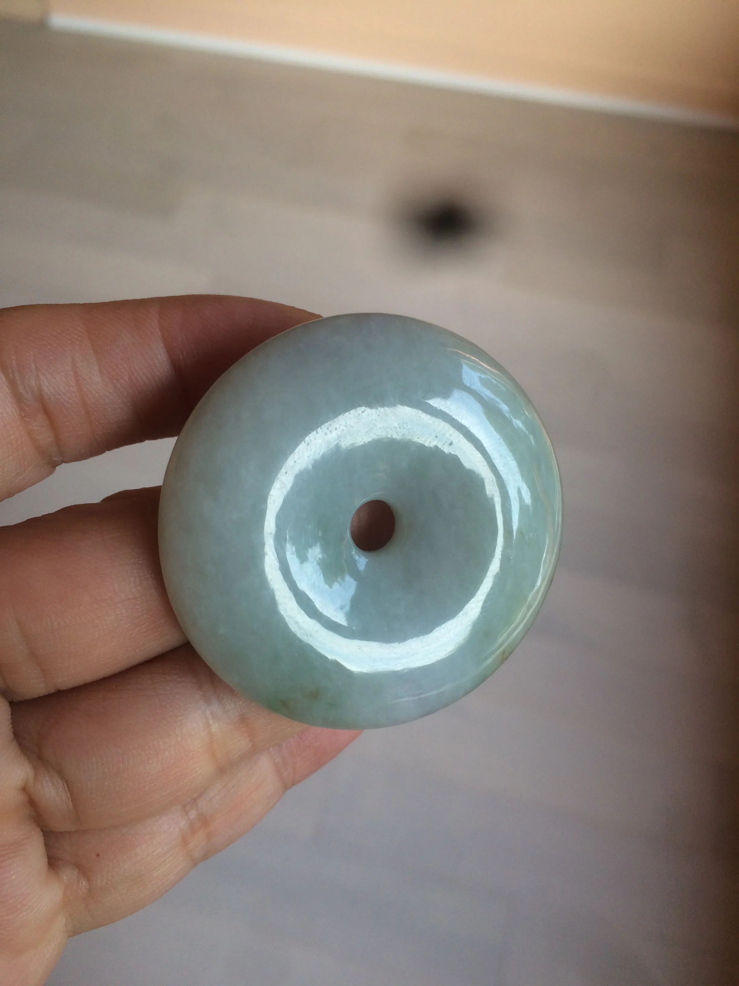 100% Natural sunny green/purple jadeite Jade Safety Guardian Button(donut) Pendant/worry stone AZ75