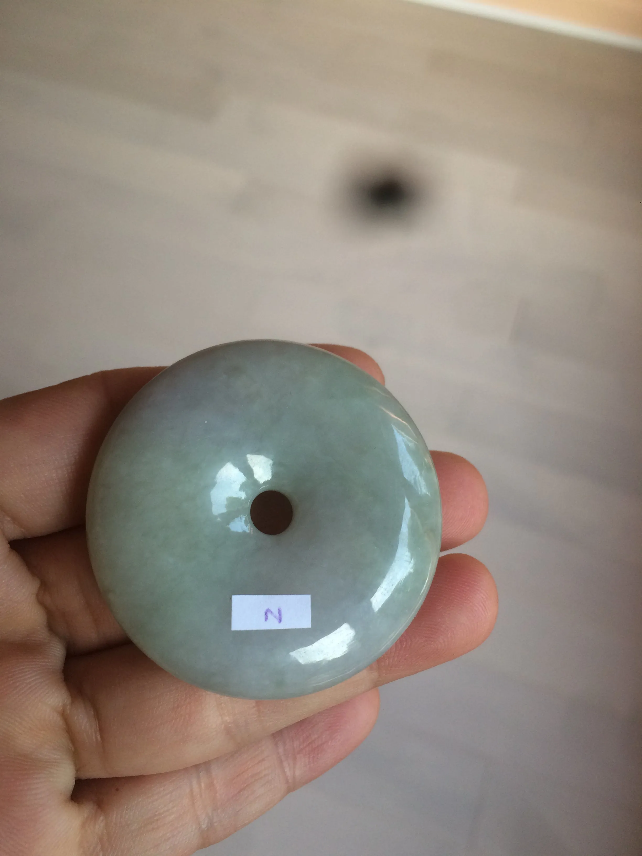 100% Natural sunny green/purple jadeite Jade Safety Guardian Button(donut) Pendant/worry stone AZ75