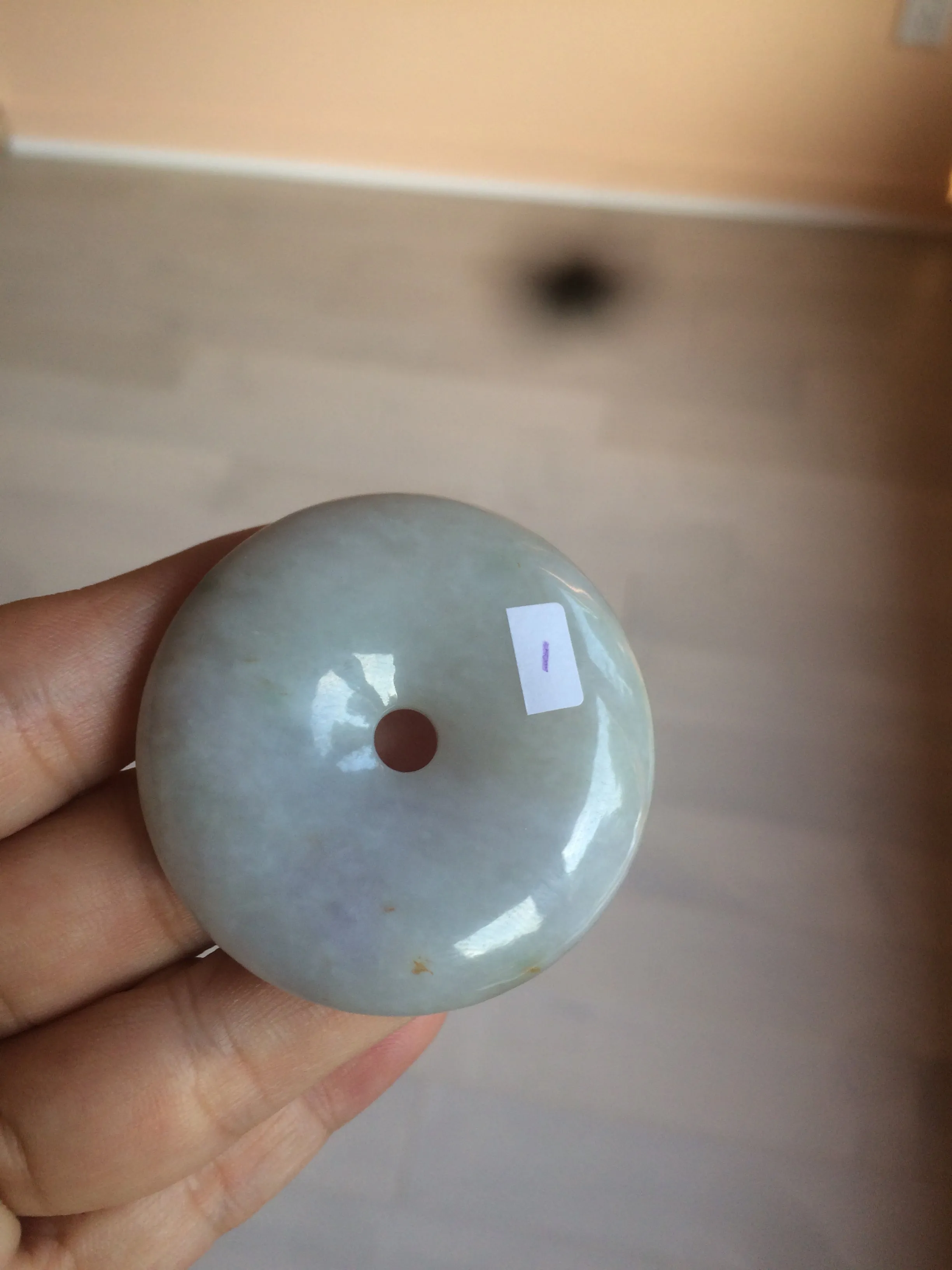 100% Natural sunny green/purple jadeite Jade Safety Guardian Button(donut) Pendant/worry stone AZ75