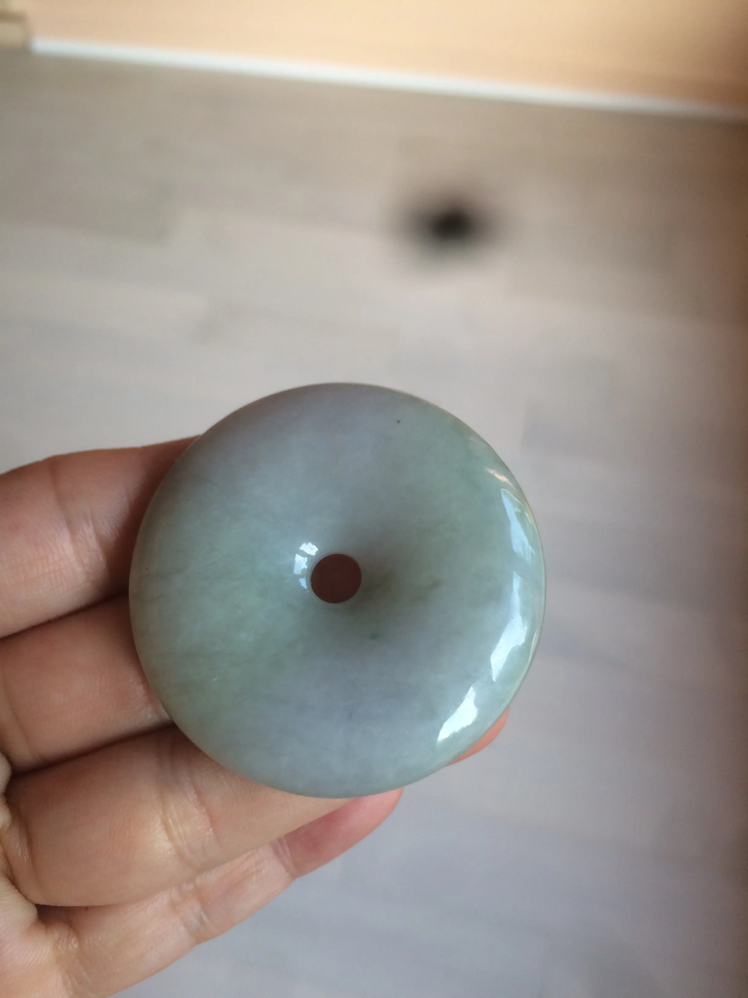 100% Natural sunny green/purple jadeite Jade Safety Guardian Button(donut) Pendant/worry stone AZ75