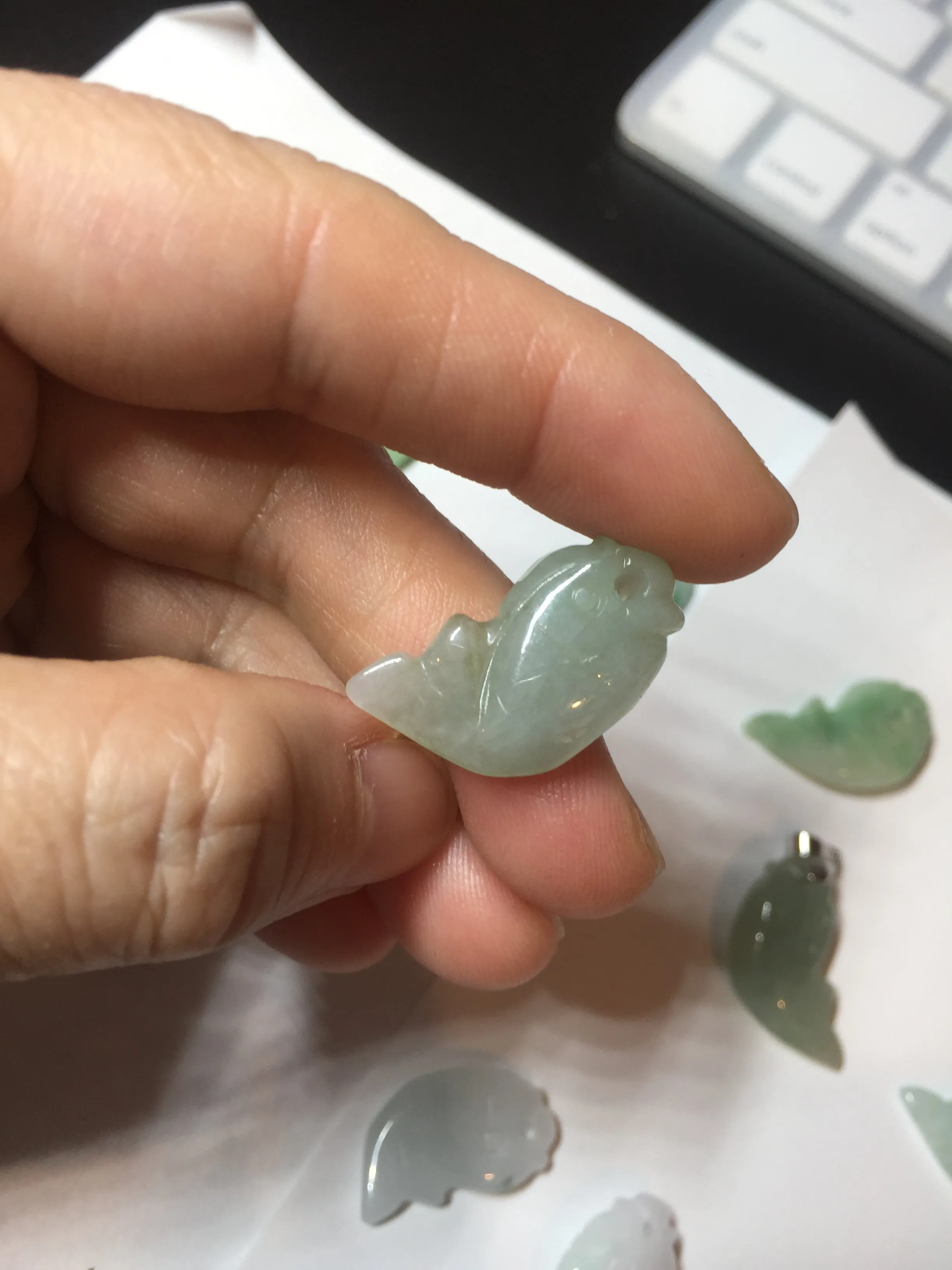 100% Natural type A clear/ sunny green/ purple jadeite jade 3D fish Pendant BL71