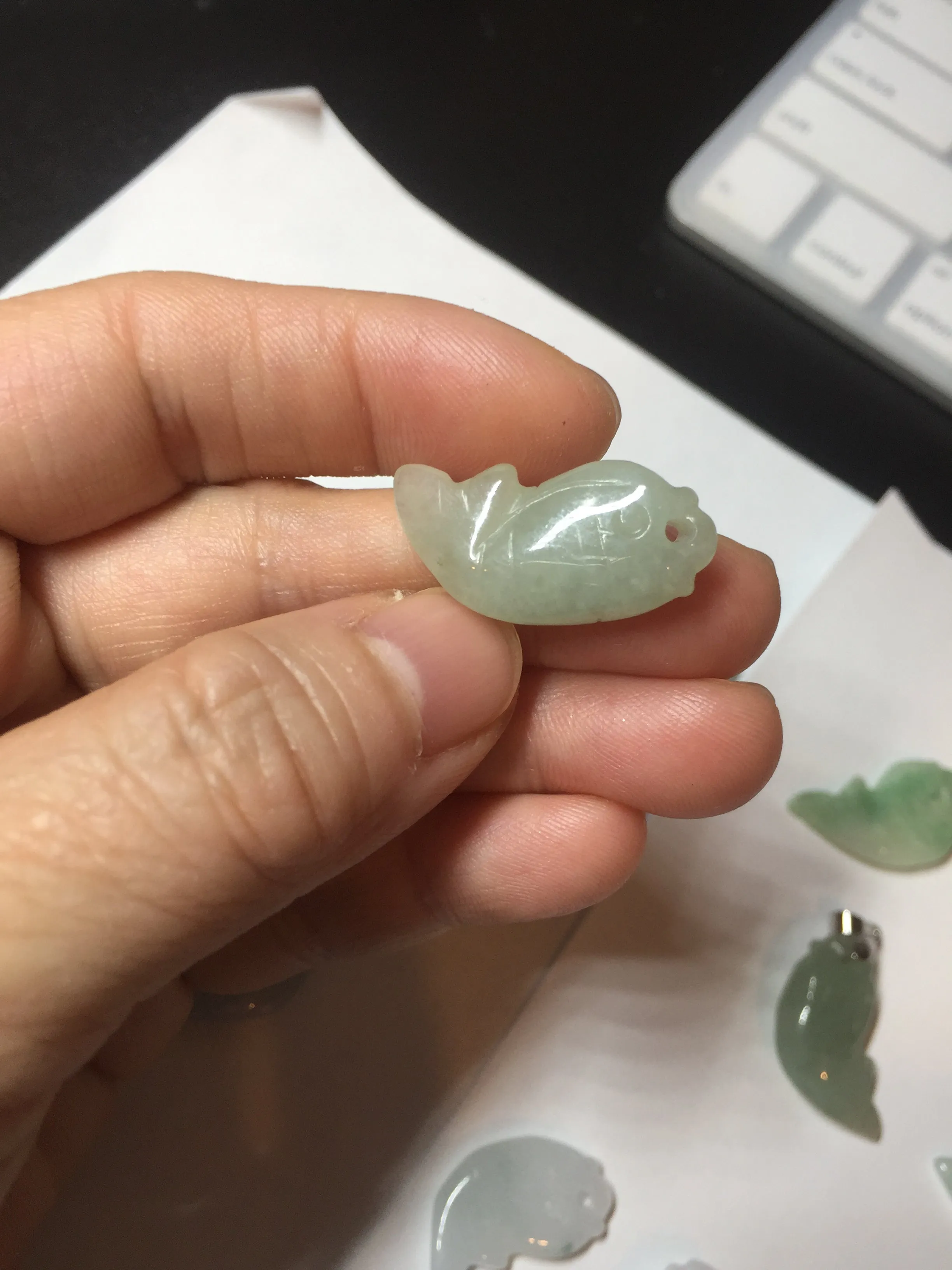 100% Natural type A clear/ sunny green/ purple jadeite jade 3D fish Pendant BL71