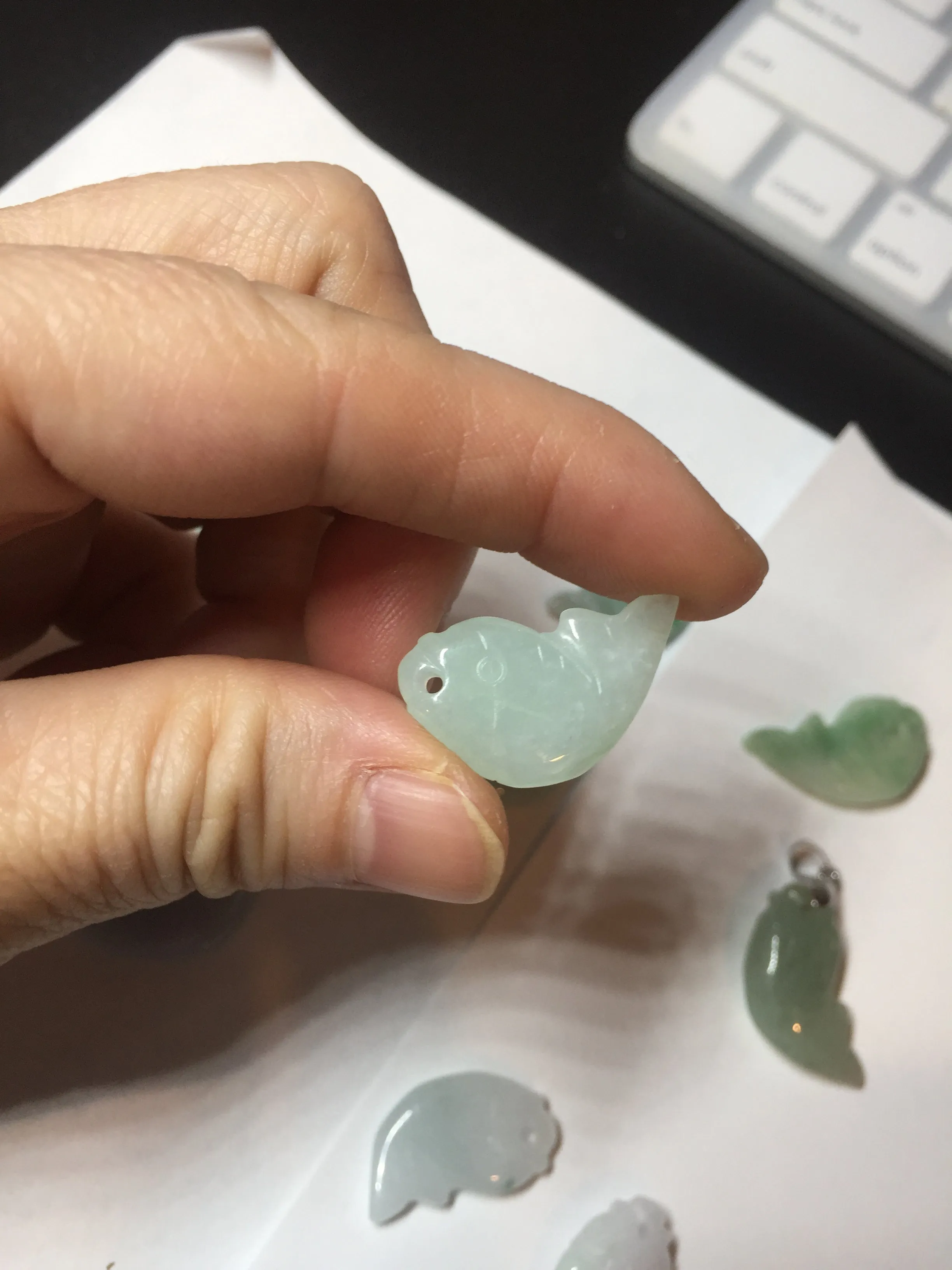 100% Natural type A clear/ sunny green/ purple jadeite jade 3D fish Pendant BL71