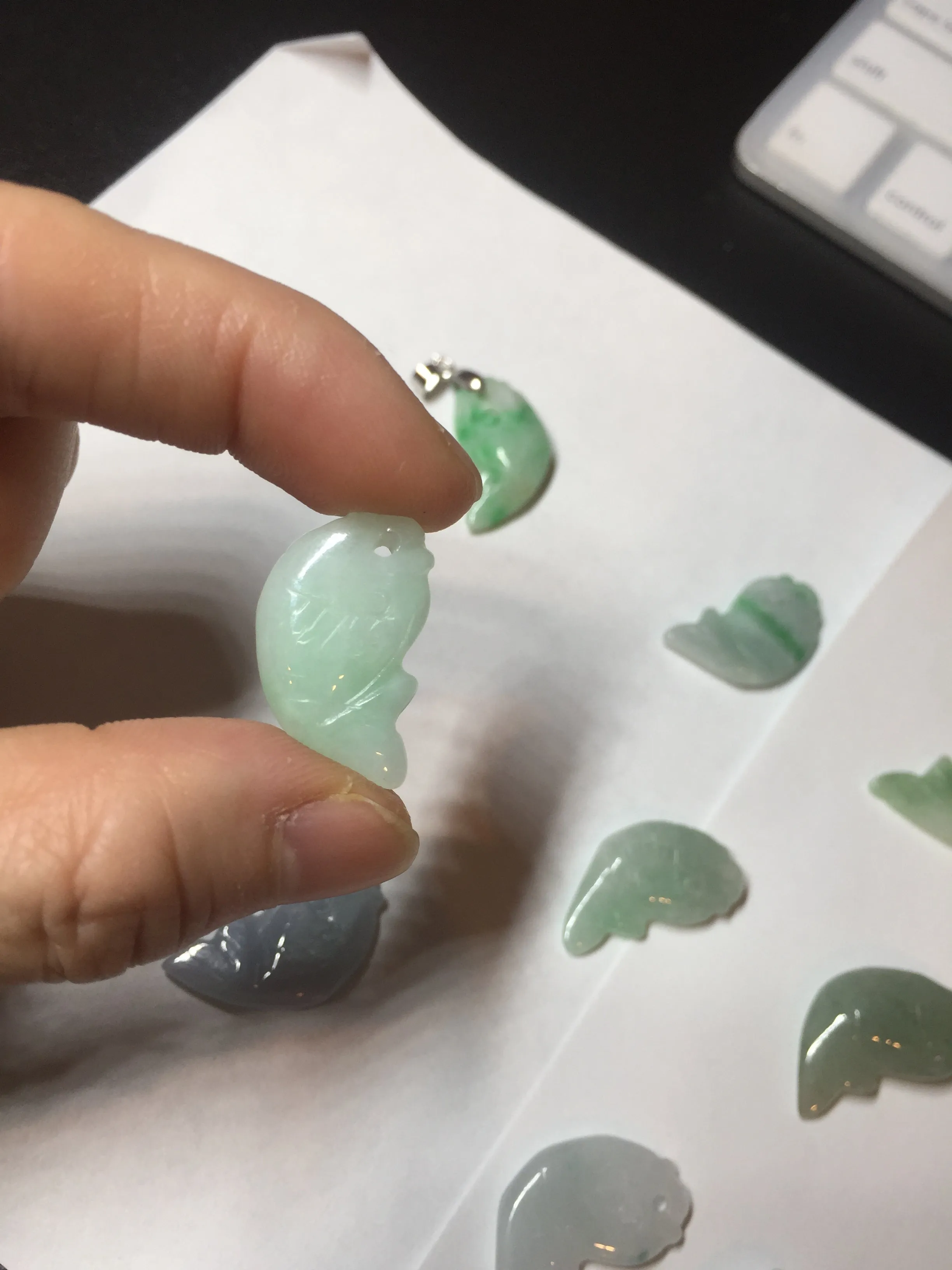 100% Natural type A clear/ sunny green/ purple jadeite jade 3D fish Pendant BL71