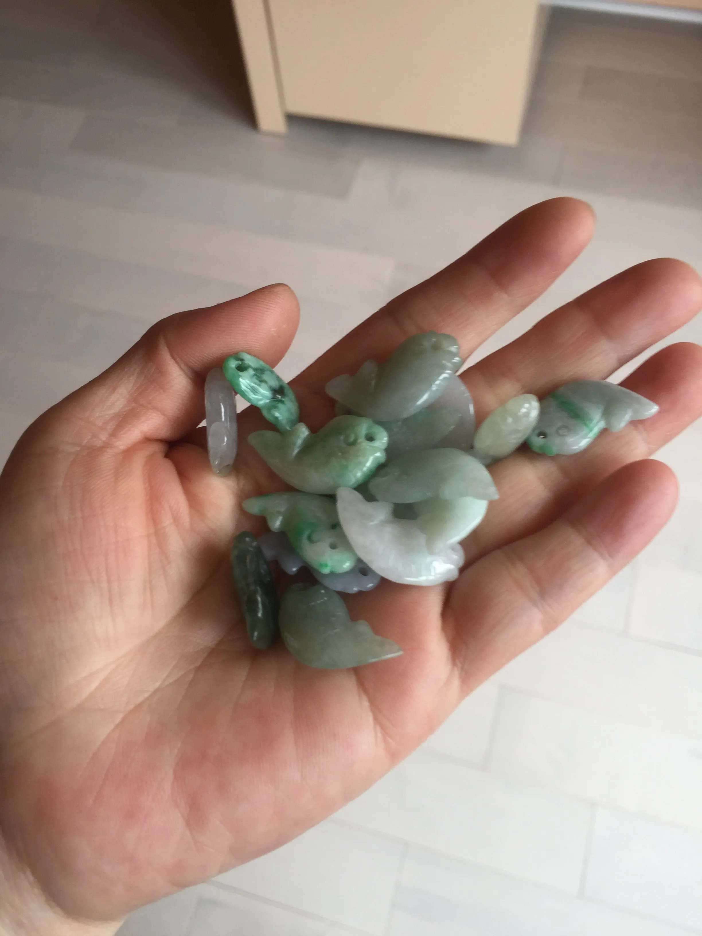 100% Natural type A clear/ sunny green/ purple jadeite jade 3D fish Pendant BL71