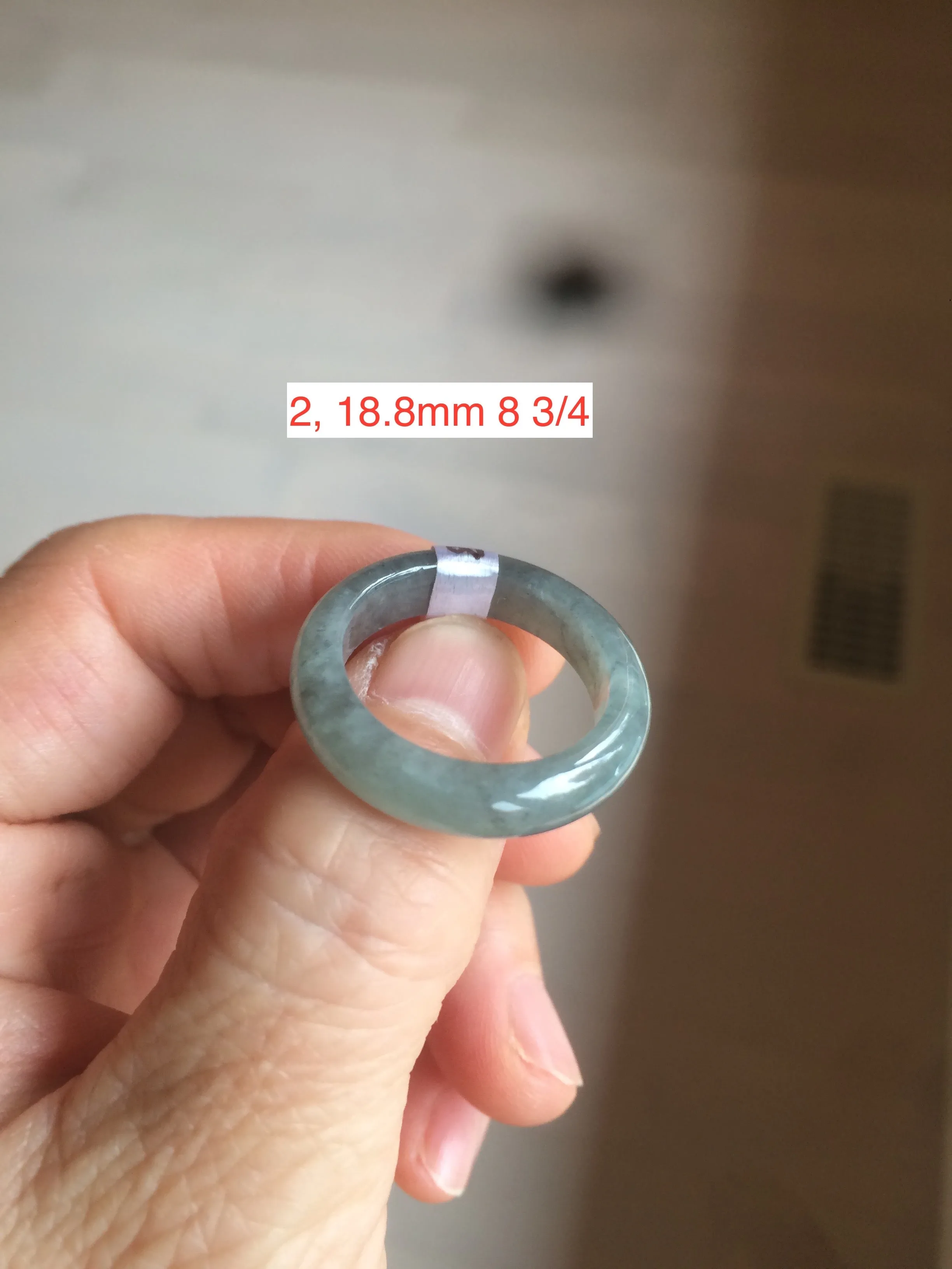 100% natural type A green/black (青花乌鸡芝麻糊) jadeite jade band ring AE57