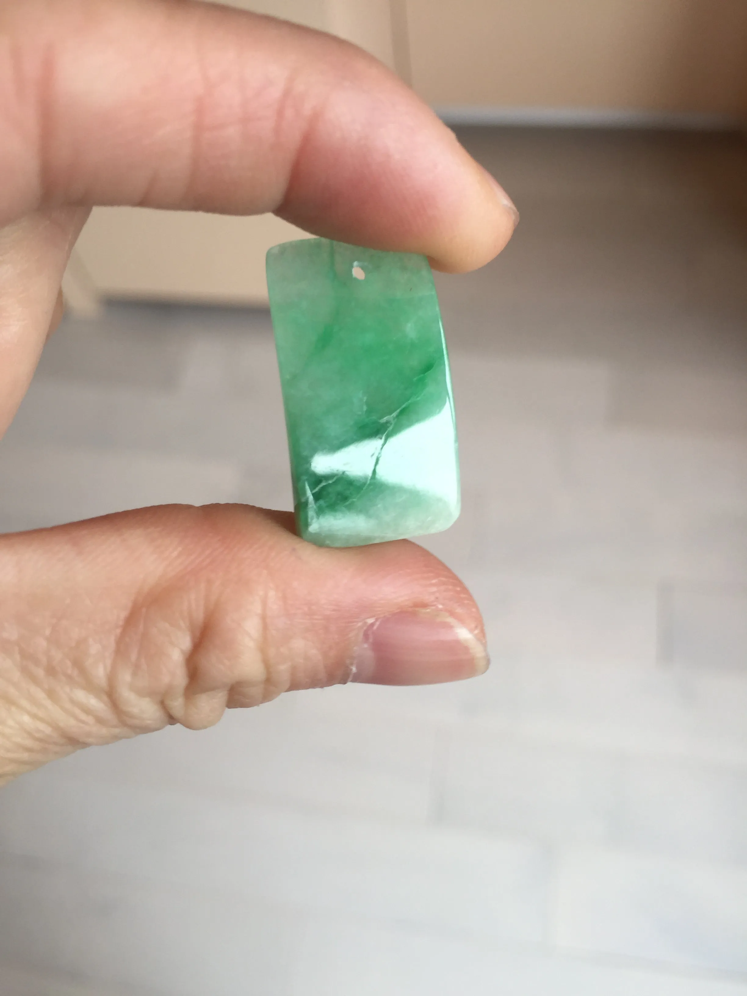 100% Natural type A icy watery sunny green/purple Jadeite Jade safe and sound pendant AX145