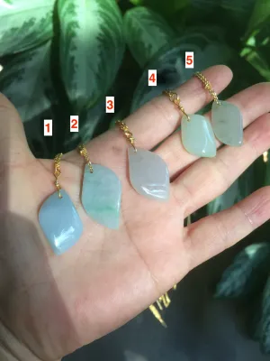 100% natural type A jadeite jade icy Willow leaves pendants SN (Clearance item)