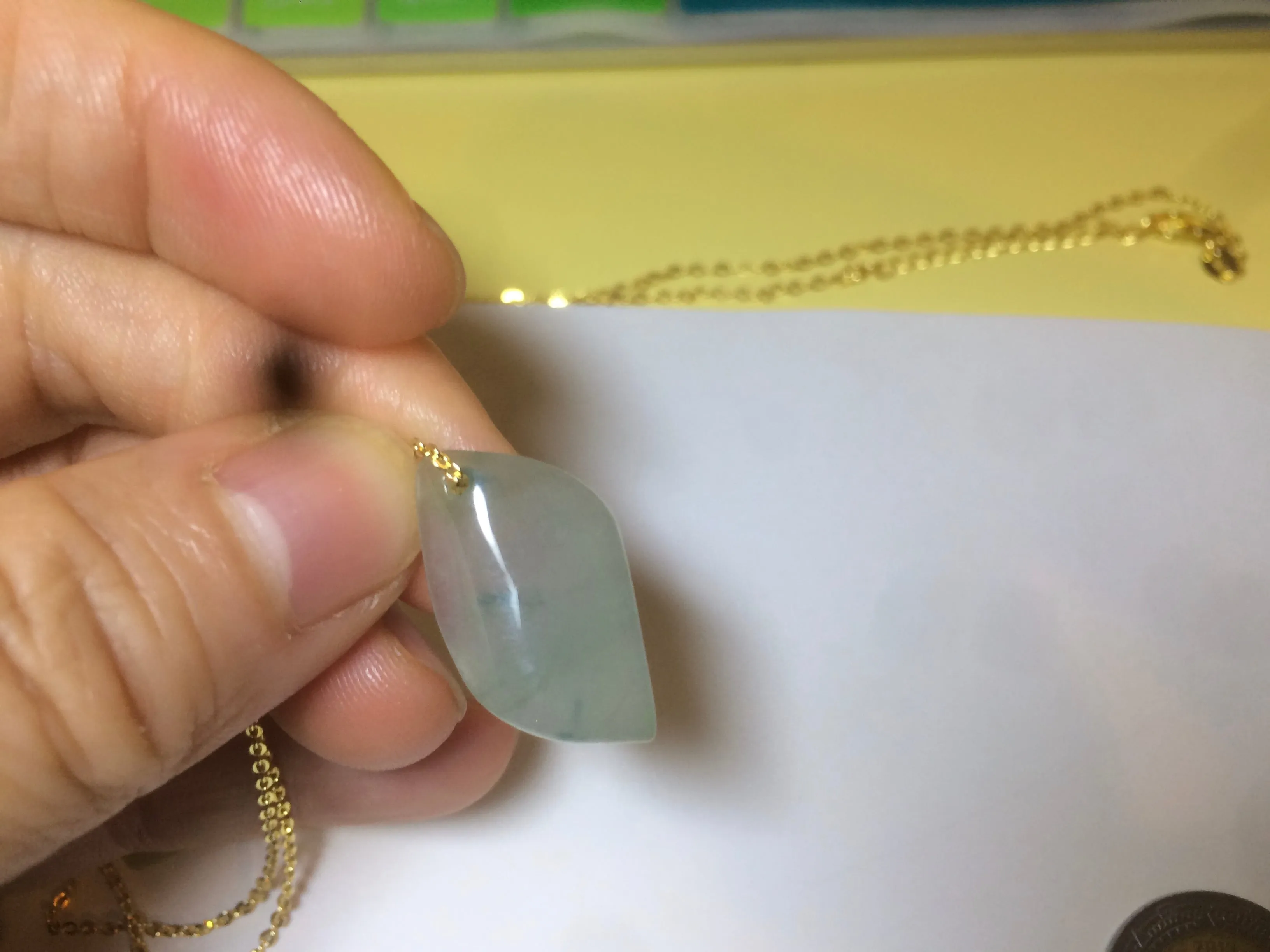 100% natural type A jadeite jade icy Willow leaves pendants SN (Clearance item)