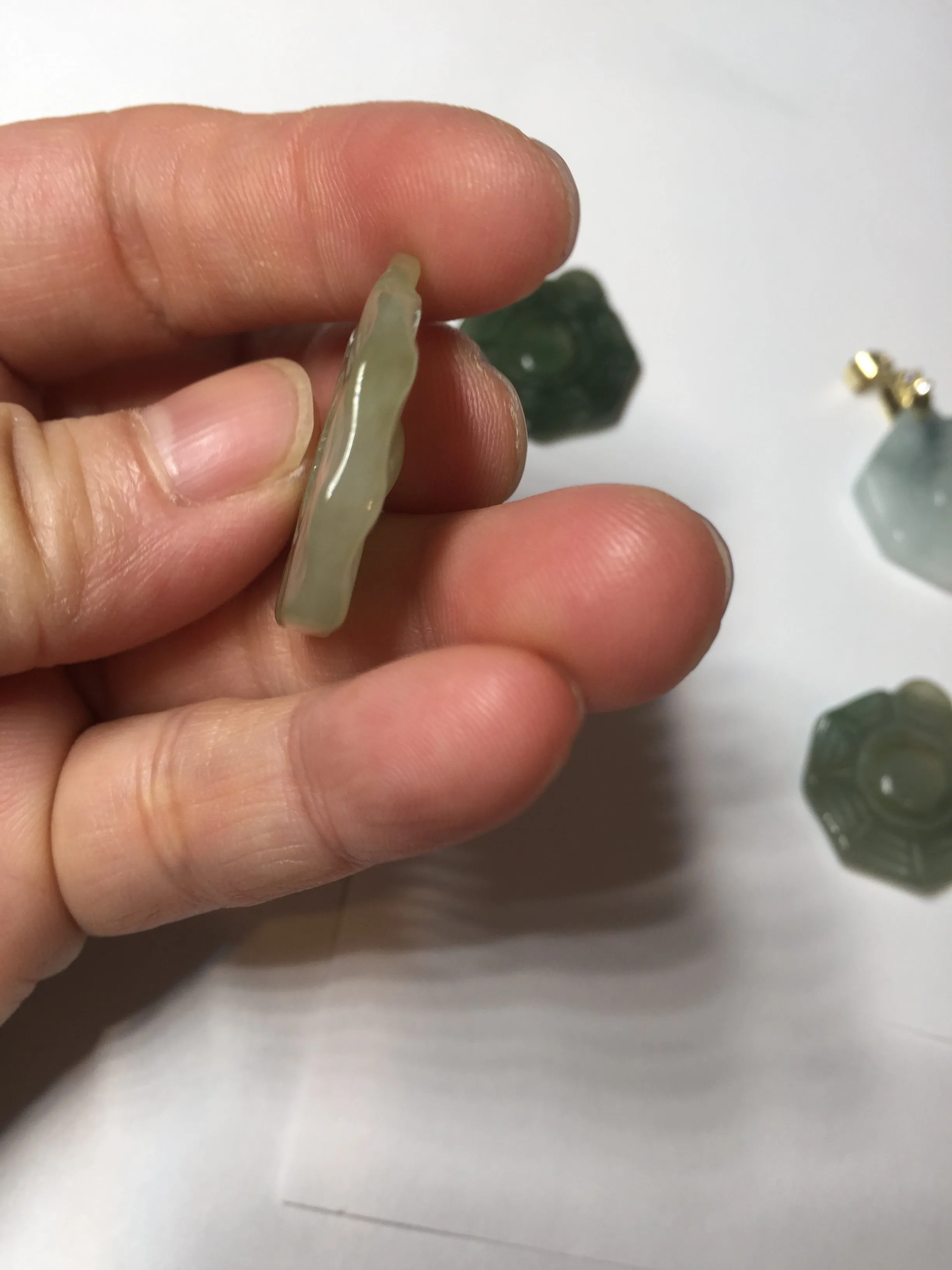 100% natural type A light green dark green jadeite jade 3D the eight trigrams(Bagua,八卦) pendant group AX151