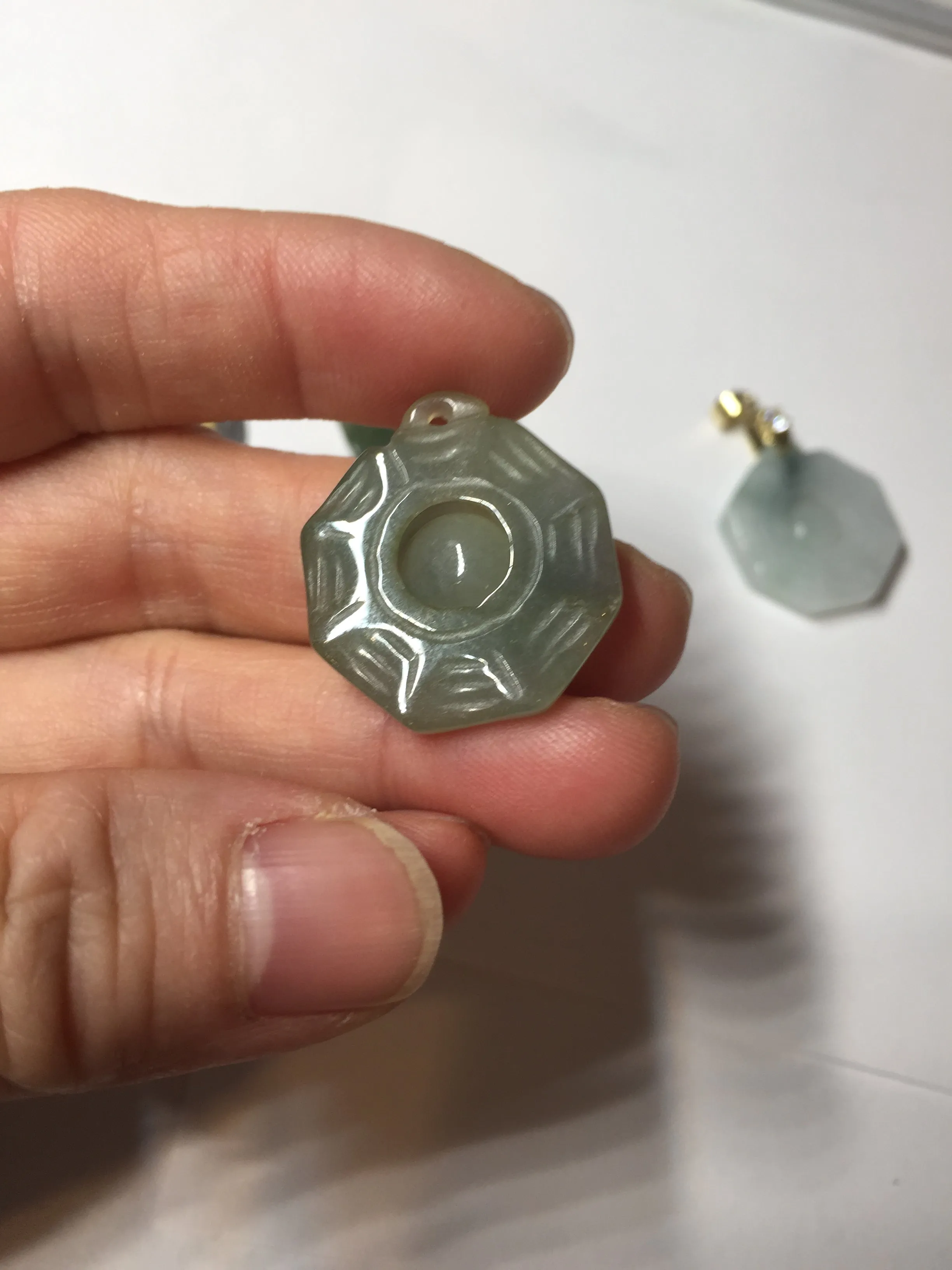 100% natural type A light green dark green jadeite jade 3D the eight trigrams(Bagua,八卦) pendant group AX151