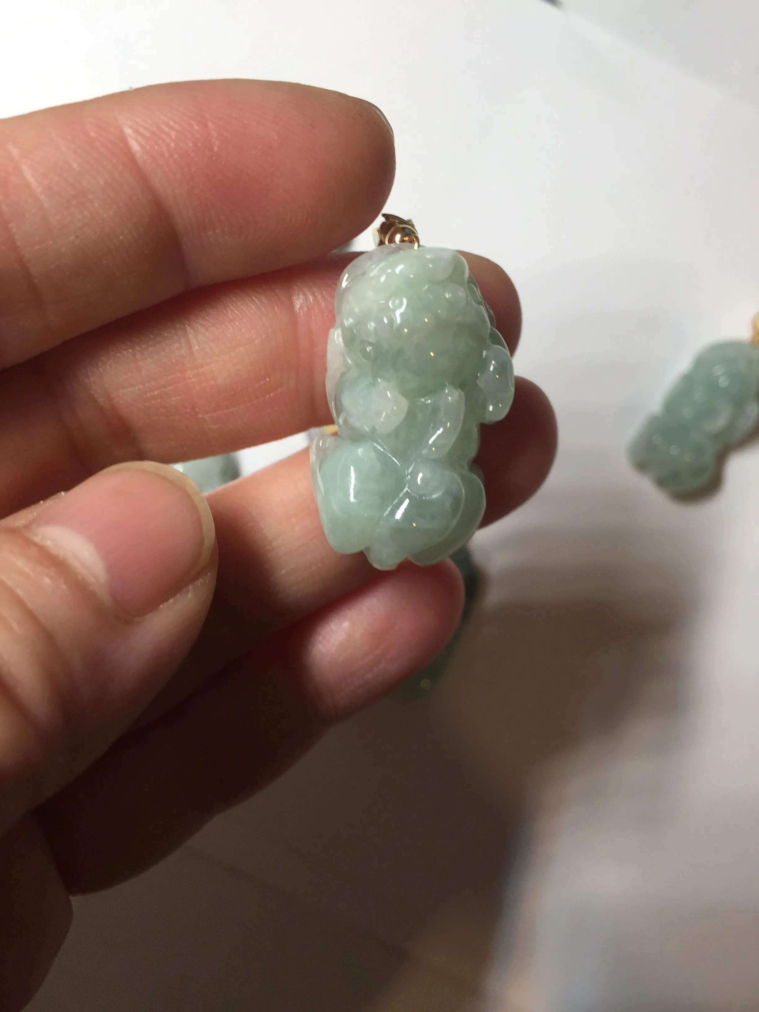 100% natural type A sunny green jadeite jade 3D PiXiu (貔貅) pendant group AX150