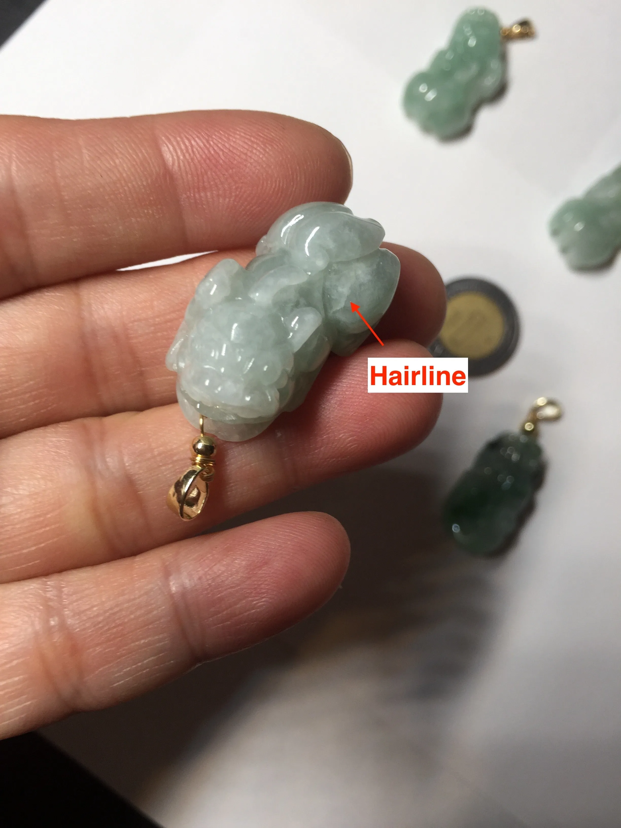 100% natural type A sunny green jadeite jade 3D PiXiu (貔貅) pendant group AX150