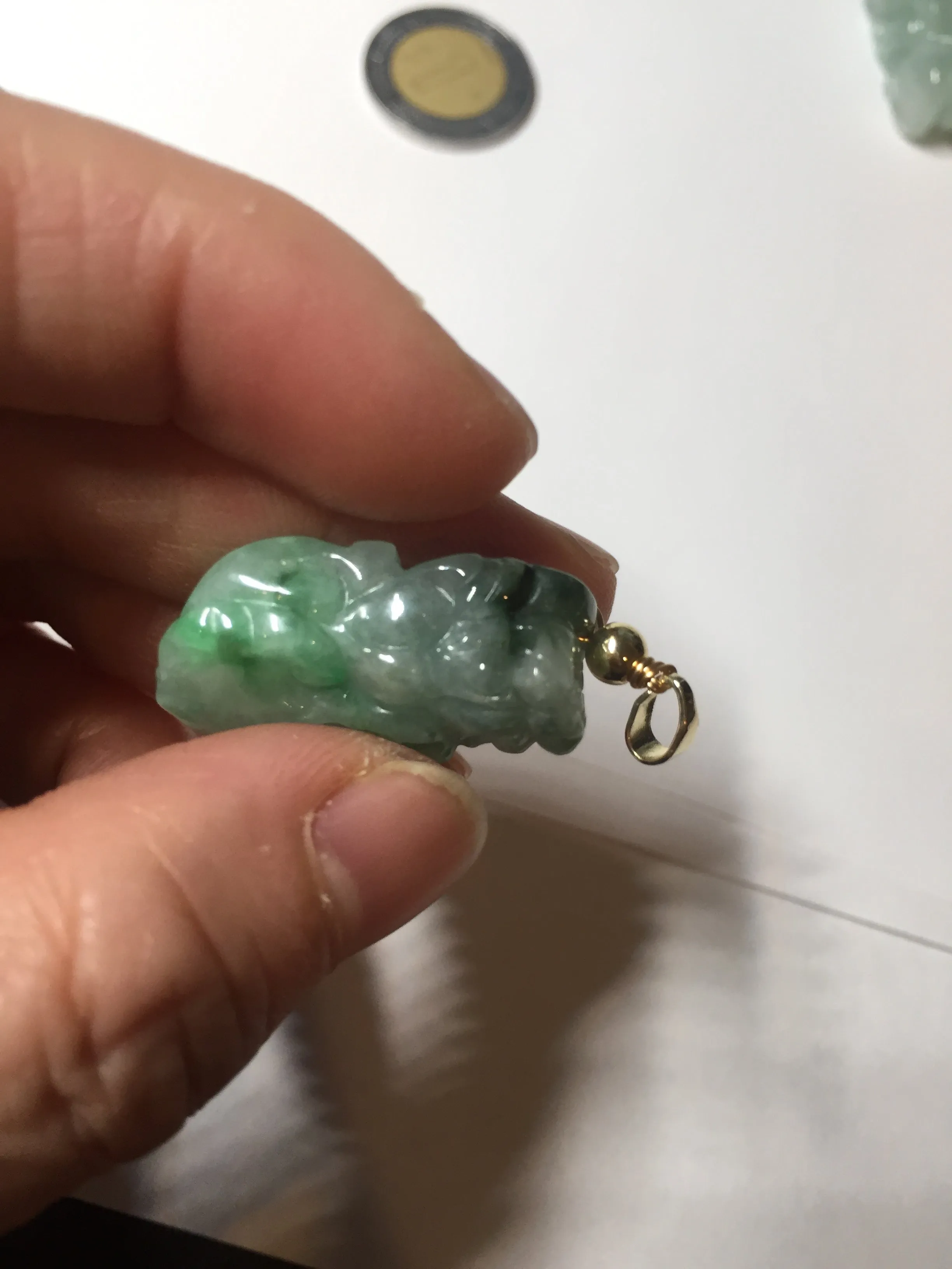 100% natural type A sunny green jadeite jade 3D PiXiu (貔貅) pendant group AX150