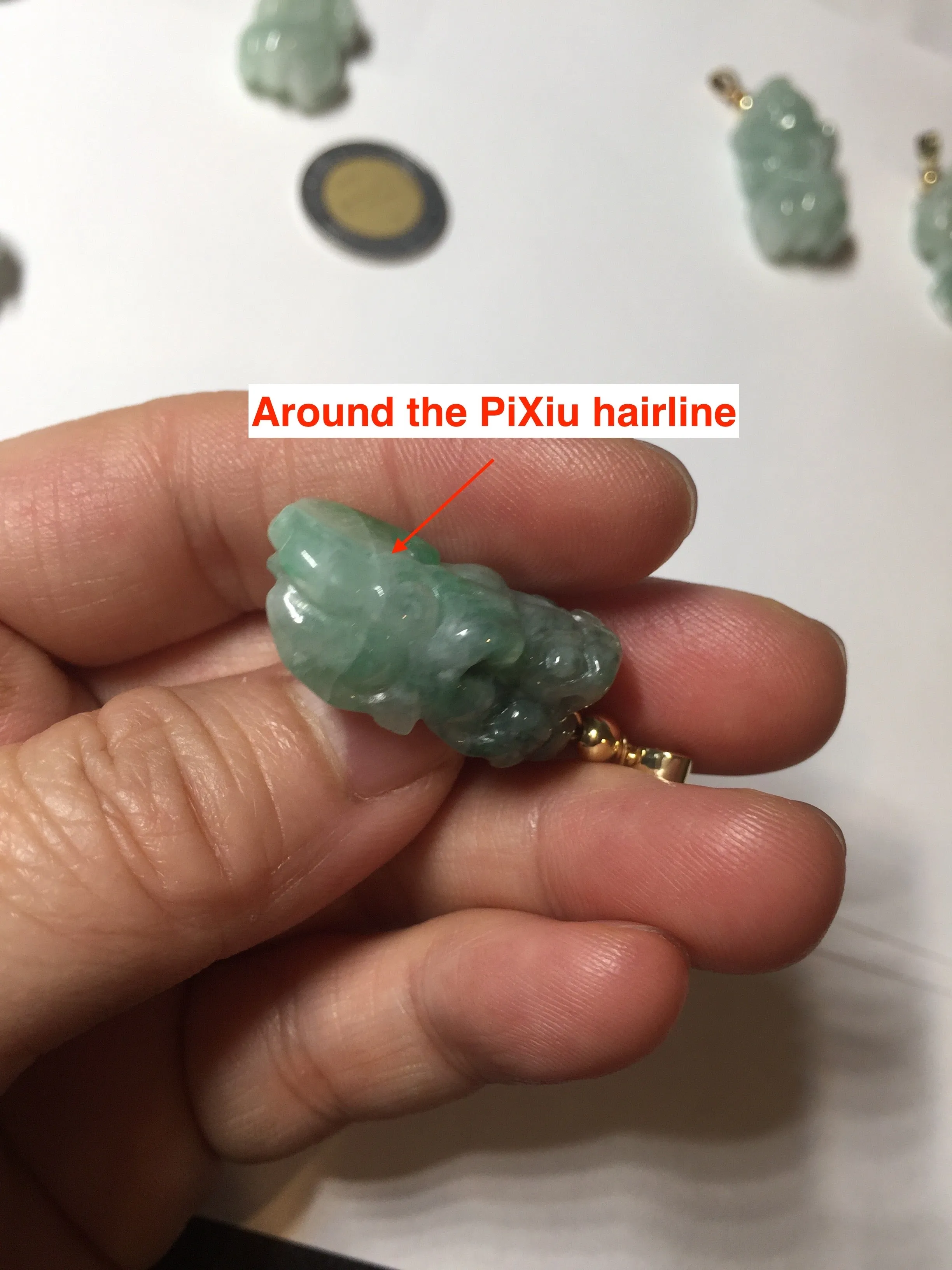 100% natural type A sunny green jadeite jade 3D PiXiu (貔貅) pendant group AX150