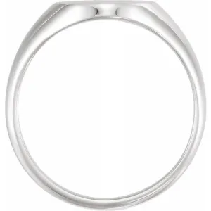 10K White 12x10 mm Oval Signet Ring