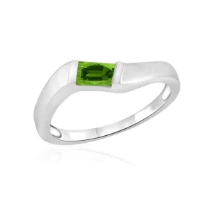 10k White Gold Emerald-shape Green Peridot Band