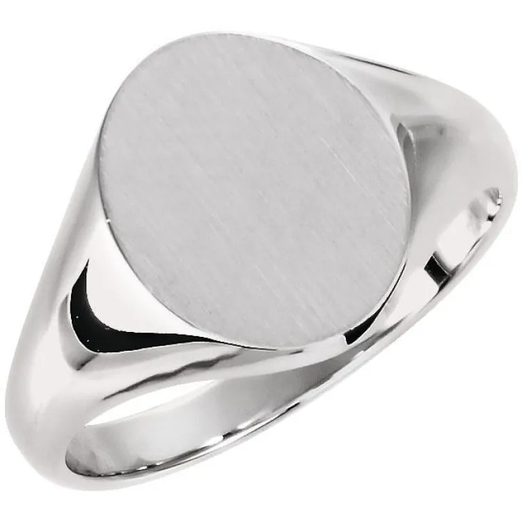 10K White Oval Signet Ring