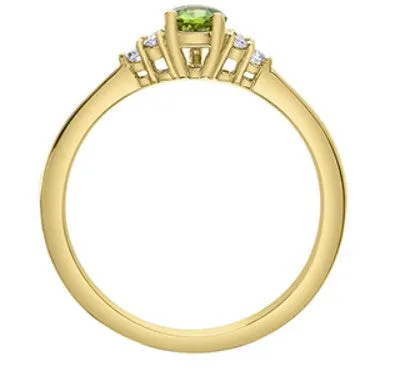 10K Yellow Gold Pear Shaped Peridot with Diamond Ring