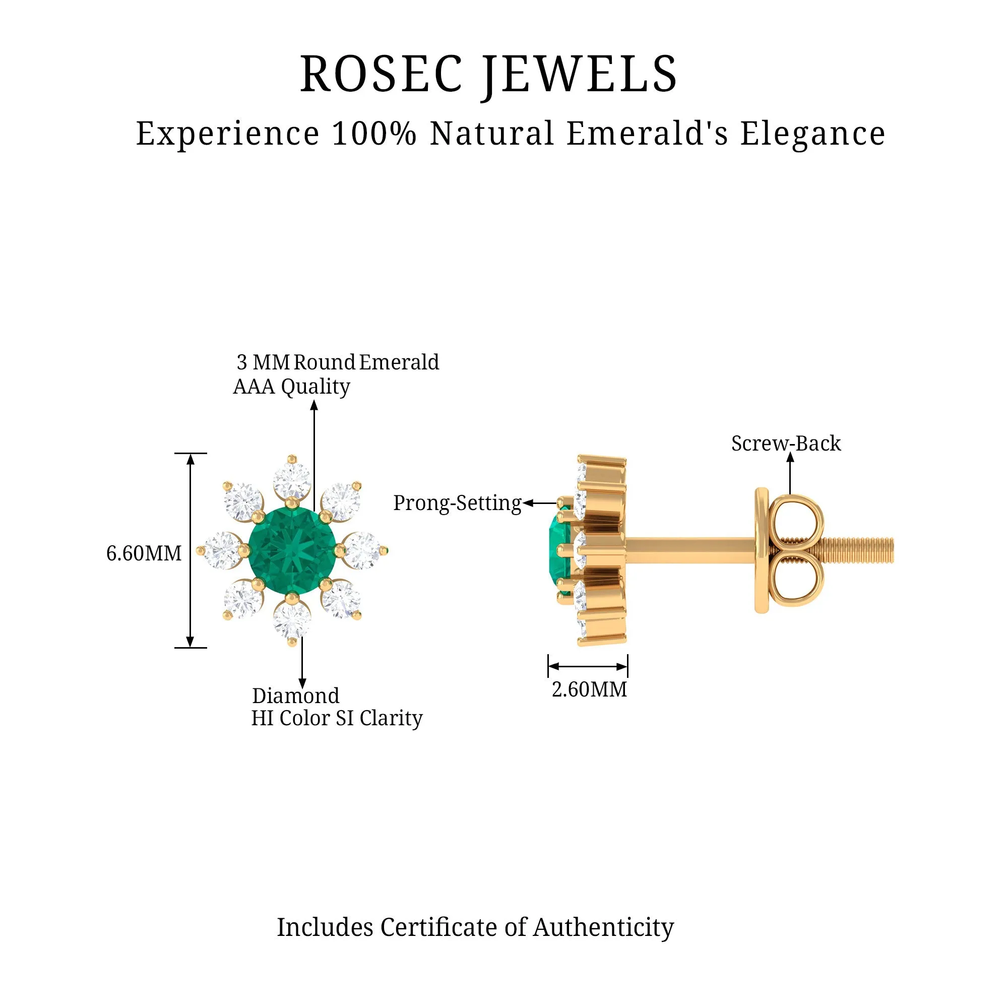 1/2 CT Statement Emerald and Diamond Floral Stud Earrings