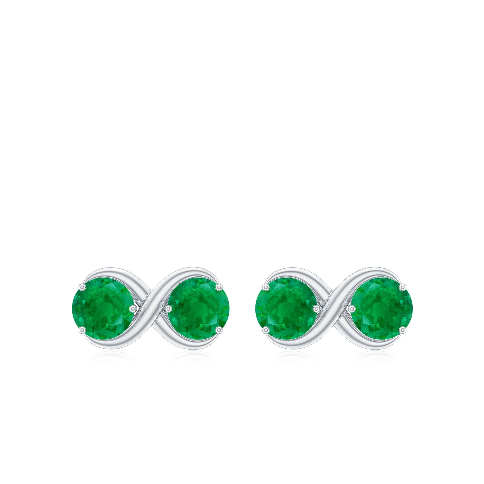 1.25 CT Simple Emerald Two Stone Infinity Stud Earrings