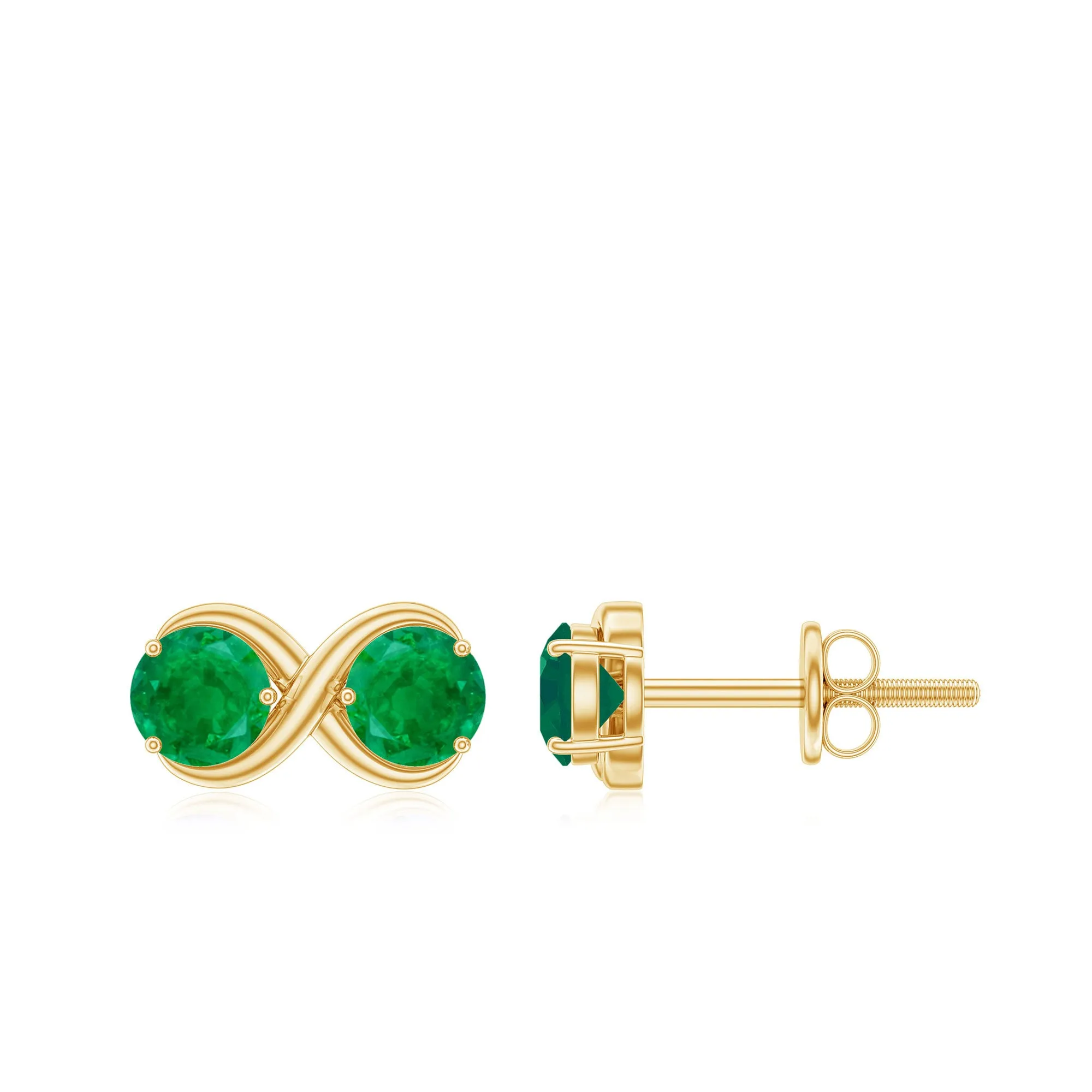 1.25 CT Simple Emerald Two Stone Infinity Stud Earrings