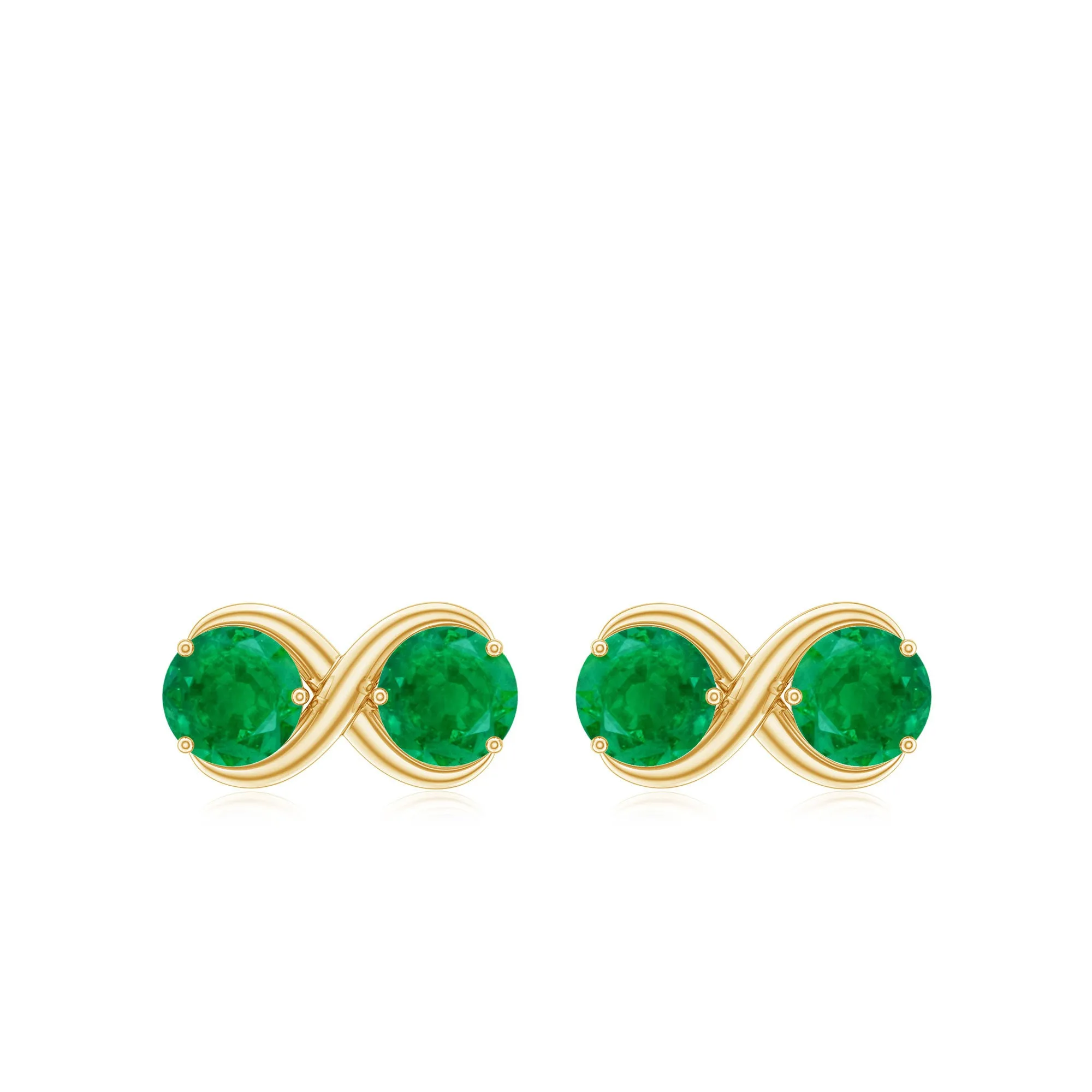 1.25 CT Simple Emerald Two Stone Infinity Stud Earrings