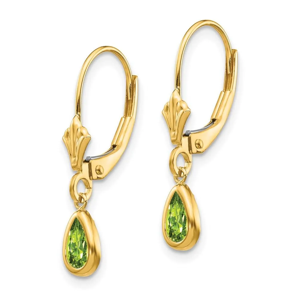 14k 6x4mm August/Peridot Earrings