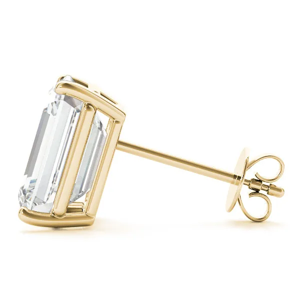 14K Gold Radiant Cut Stud Diamond Earring