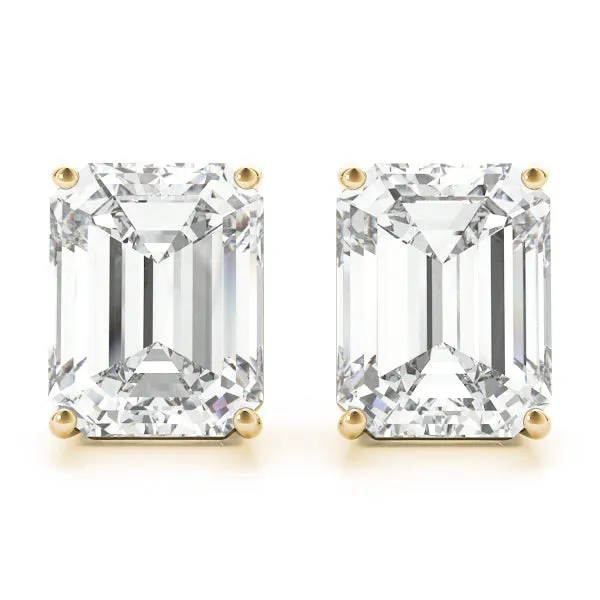 14K Gold Radiant Cut Stud Diamond Earring