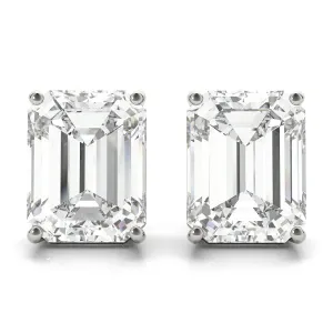 14K Gold Radiant Cut Stud Diamond Earring