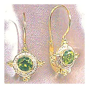 14k Marie De France Peridot and Diam Earrings (.23ct)