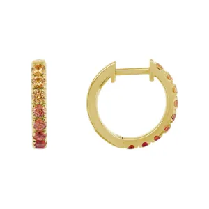 14k Multi-Colored Sapphire Hoop Earrings