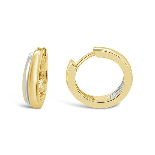 14k Two Tone Huggie Hoop Earrings (I7981)