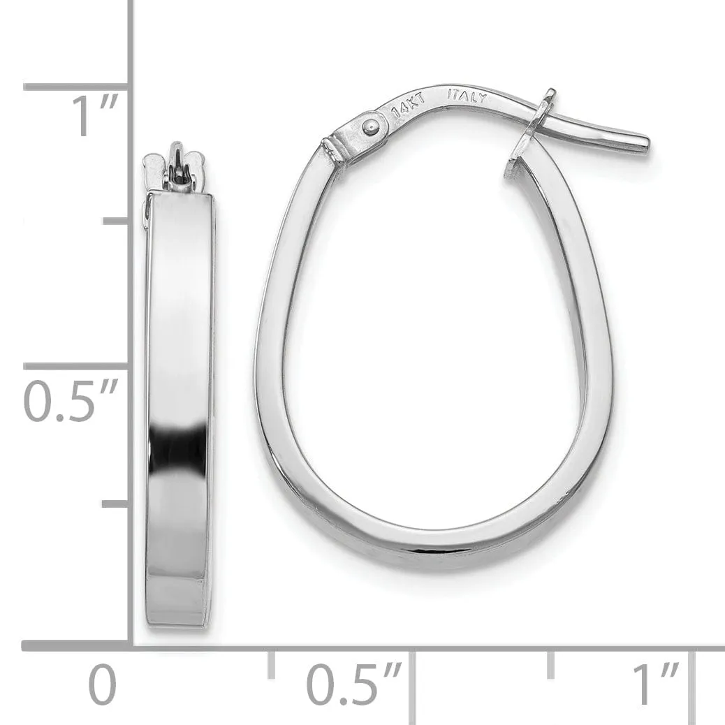 14k White Gold U Shape Hoop Earrings