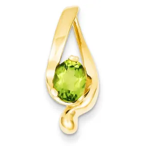 14k Yellow Gold 8x6m Oval Peridot Slide Pendant