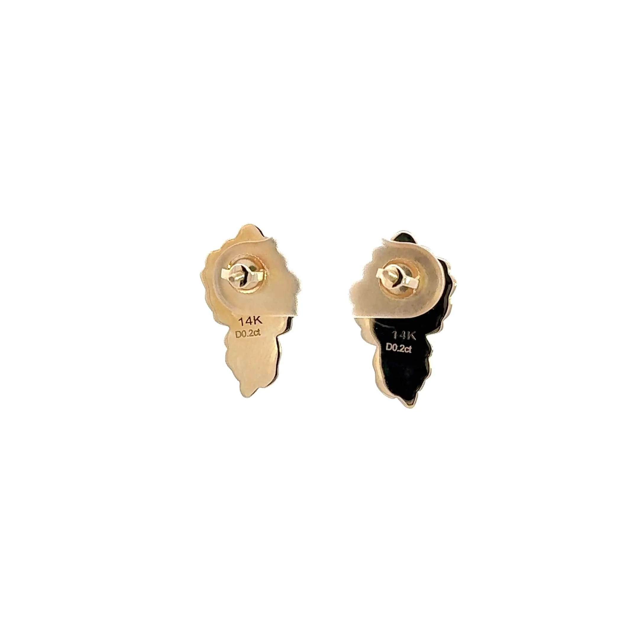 14k Yellow Gold Nugget and Diamond Earrings