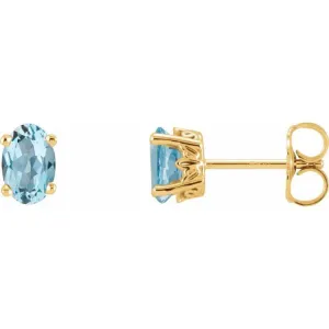 14K Yellow Natural Sky Blue Topaz Earrings