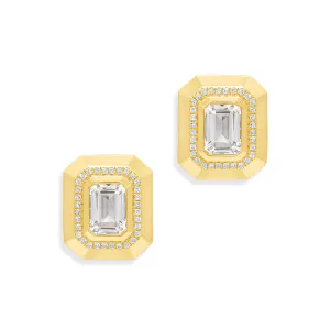 14KT Yellow Gold Topaz Diamond Marabel Stud Earrings