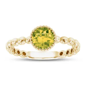 14KYG ROUND PERIDOT BEAD RING