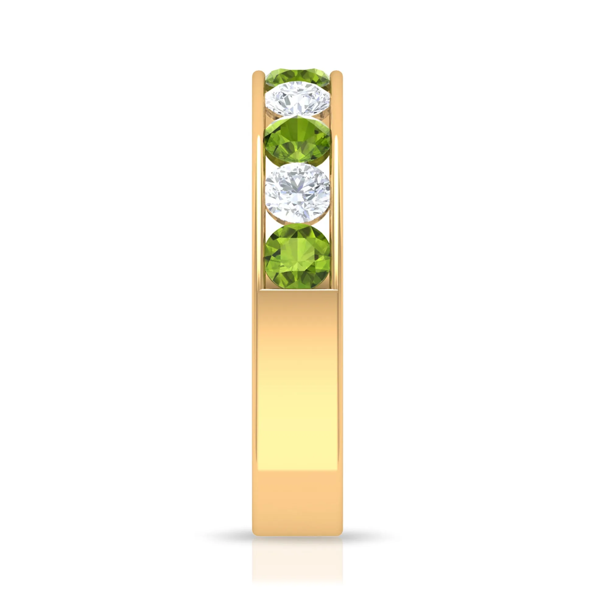 1.50 CT Real Peridot Half Eternity Band Ring with Moissanite