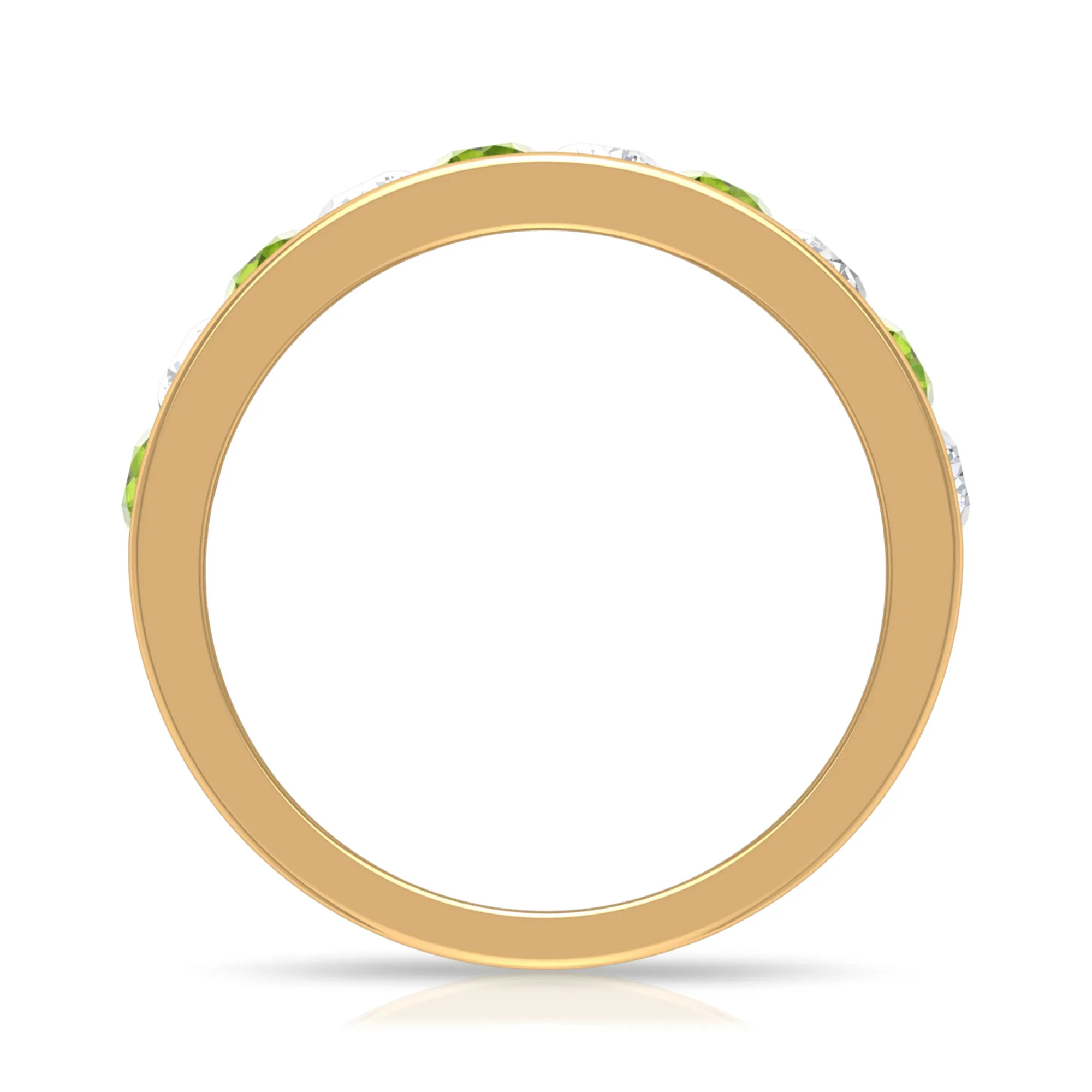 1.50 CT Real Peridot Half Eternity Band Ring with Moissanite