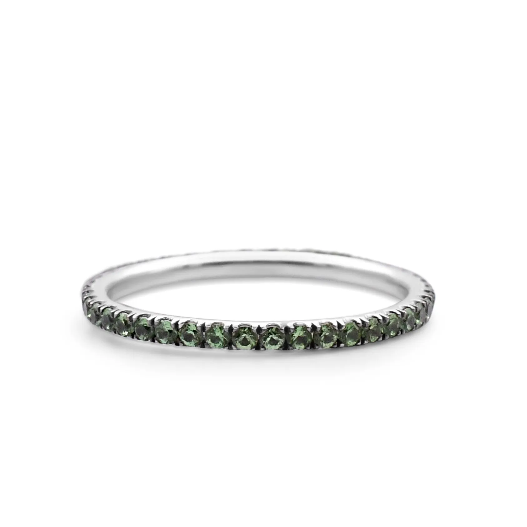 1.5mm Peridot Full Eternity Band Ring - 18ct White Gold